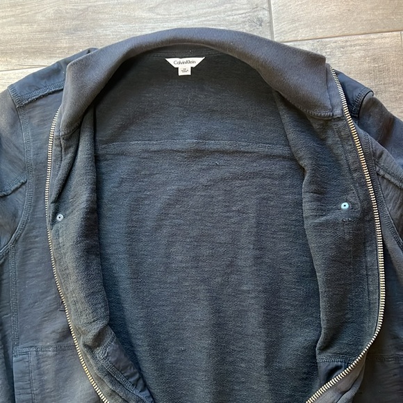 Calvin Klein Mens Bomber Jacket Black Lightweight Full Zip Long Sleeve Sz M - Picture 5 of 5